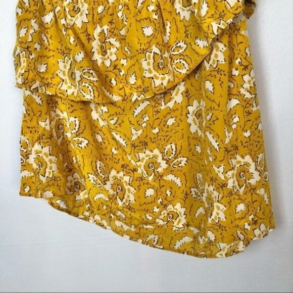 Madewell Silk One-Shoulder Ruffle Top in Yellow Assam Floral S - Picture 10 of 11